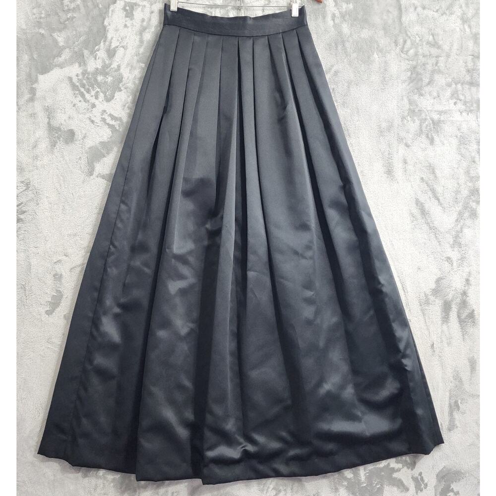Anthony Vask Ball Gown Skirt Womens 10 Black Pleated A-Line Formal Sateen Lined‎